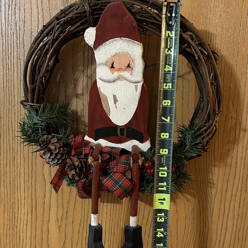 Festive Santa Holiday Wreath - Red and Green